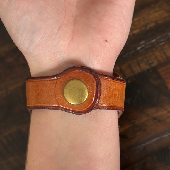 Handmade Painted Leather Cuff Bracelet - Picture 5 of 11